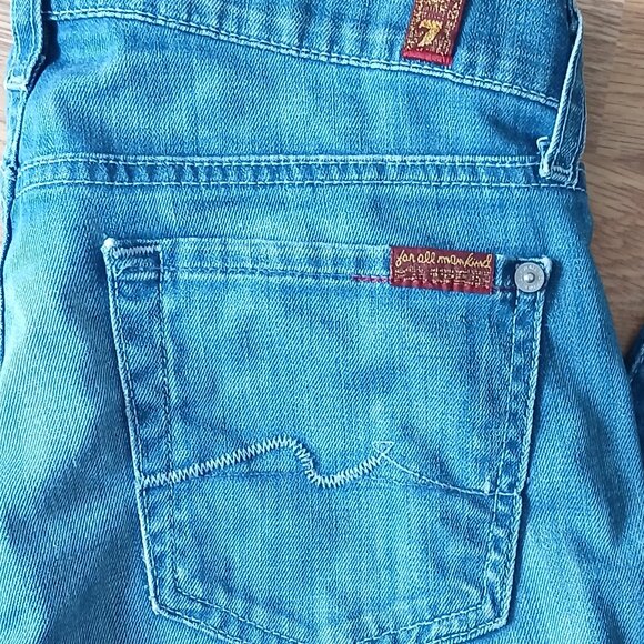 7 For All Mankind Ghost Squiggle Dojo Stretch Jeans Size 26 - Picture 5 of 10